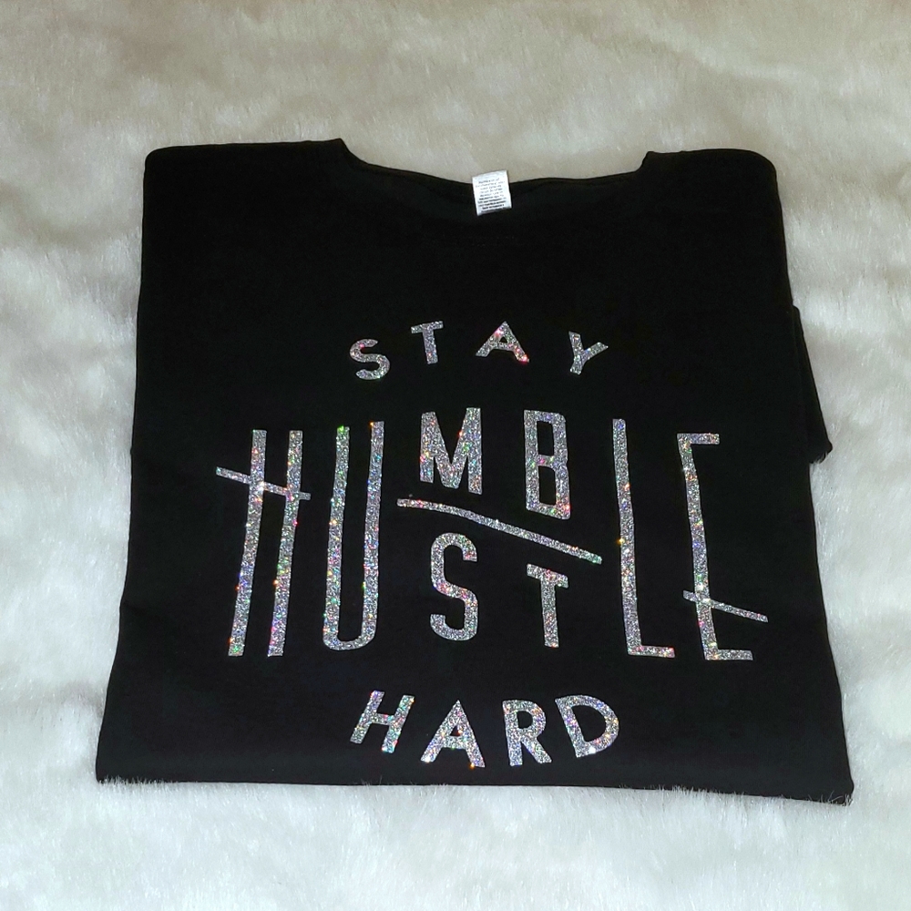 Stay Humble, Hustle Hard Tee - Glitter